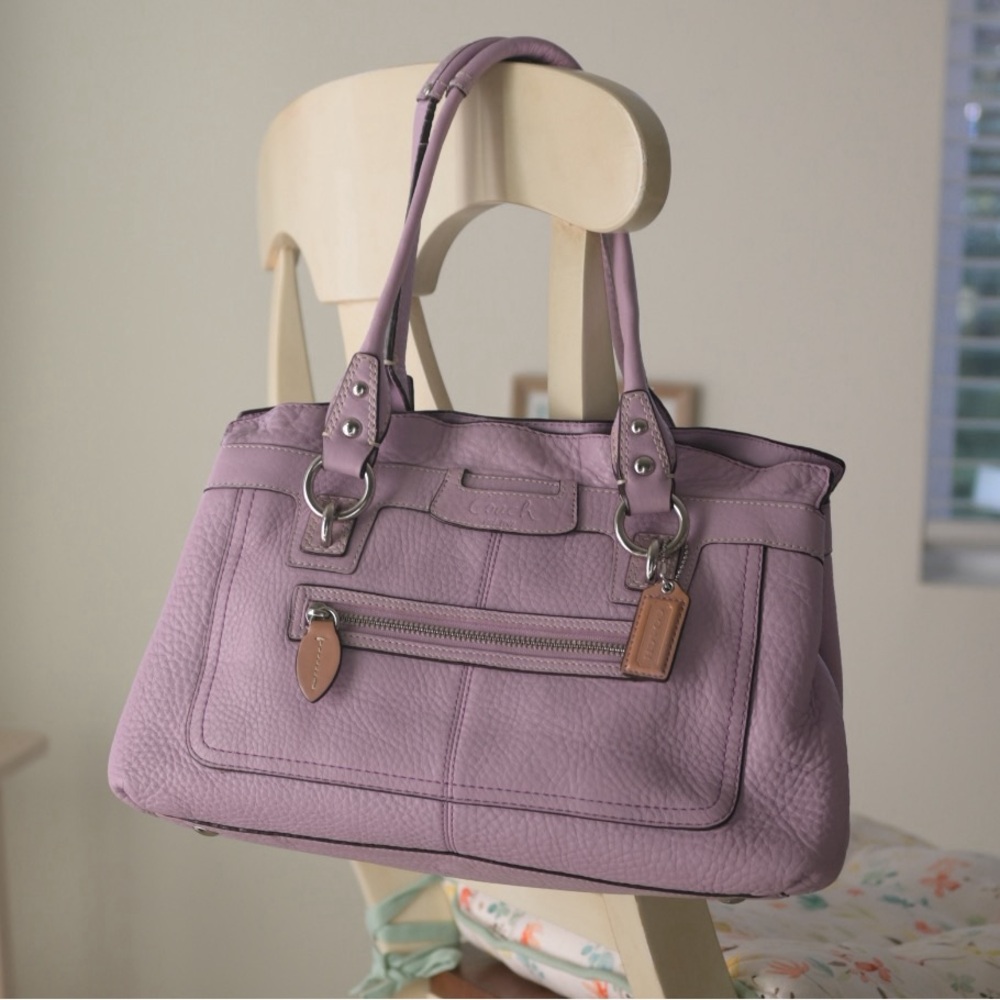 Y2K Coach Penelope Ruffle Purple Lavender Lilac Leather Shoulder Bag